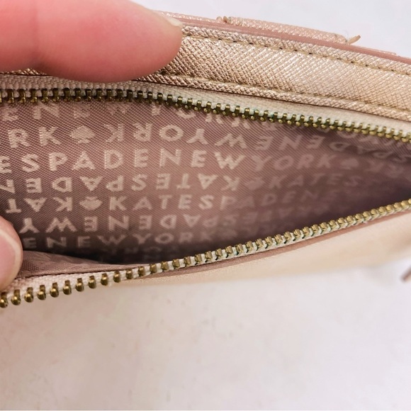 Kate Spade Shimmer Rose Gold Slim Bifold Leather Wallet 7” x 3.5” x 1” - Picture 10 of 10